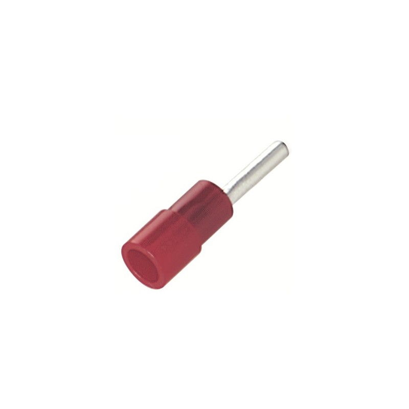 100 pcs - RS PRO Insulated Crimp Pin Connector, 0.5mm² to 1.5mm², 22AWG to 16AWG, 1.9mm Pin Diameter, 12mm Pin Length, Red