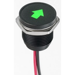 1 pcs - APEM Green Panel Mount Indicator, 12V dc, 16mm Mounting Hole Size, Lead Wires Termination, IP67