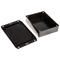 1 pcs - Hammond 1591 Series Black Flame Retardant ABS Enclosure, IP54, Flanged, Black Lid, 121 x 94 x 30mm