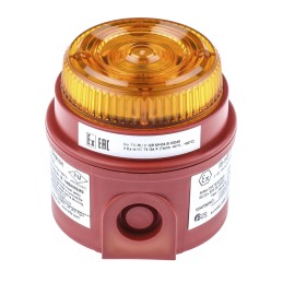 1 pcs - e2s IS-mB1 Series Amber Flashing Beacon, 24 V dc, Surface Mount, LED Bulb, IP65