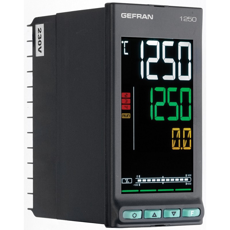 1 pcs - Gefran 1250 PID Temperature Controller, 48 x 96mm, 2 Output Logic, Relay, 100 - 240 V ac Supply Voltage