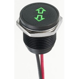 1 pcs - APEM Green Panel Mount Indicator, 12V dc, 16mm Mounting Hole Size, Lead Wires Termination, IP67