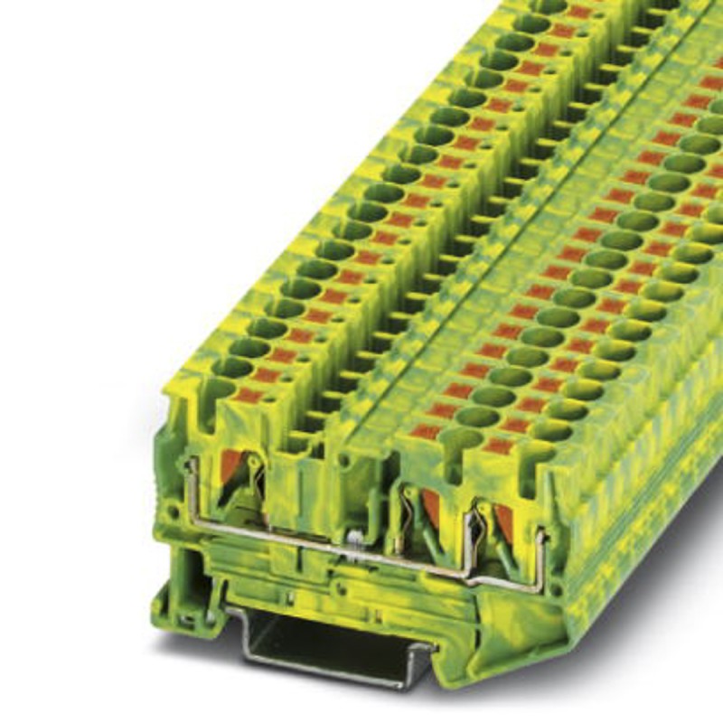 5 pcs - Phoenix Contact 3-Way PT 4-TWIN-PE Earth Terminal Block, 0.2 - 6mm², 24 - 10 AWG Wire, Push In, Polyamide