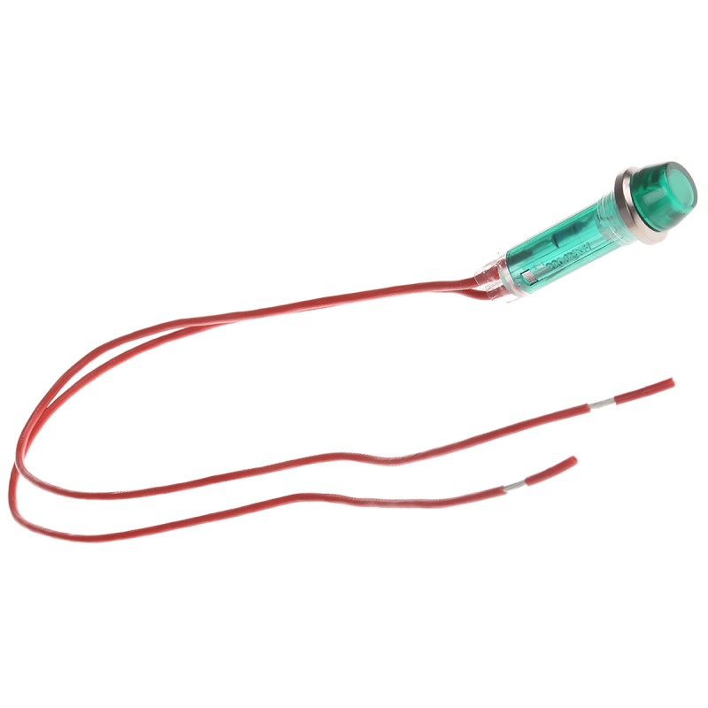 1 pcs - CAMDENBOSS Green Panel Mount Indicator, 240V, 8mm Mounting Hole Size, Lead Wires Termination
