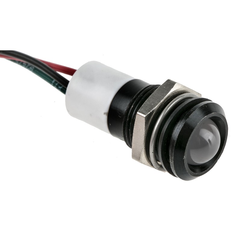 1 pcs - RS PRO Panel Mount Indicator, 12V dc, 14mm Mounting Hole Size, Lead Wires Termination, IP67