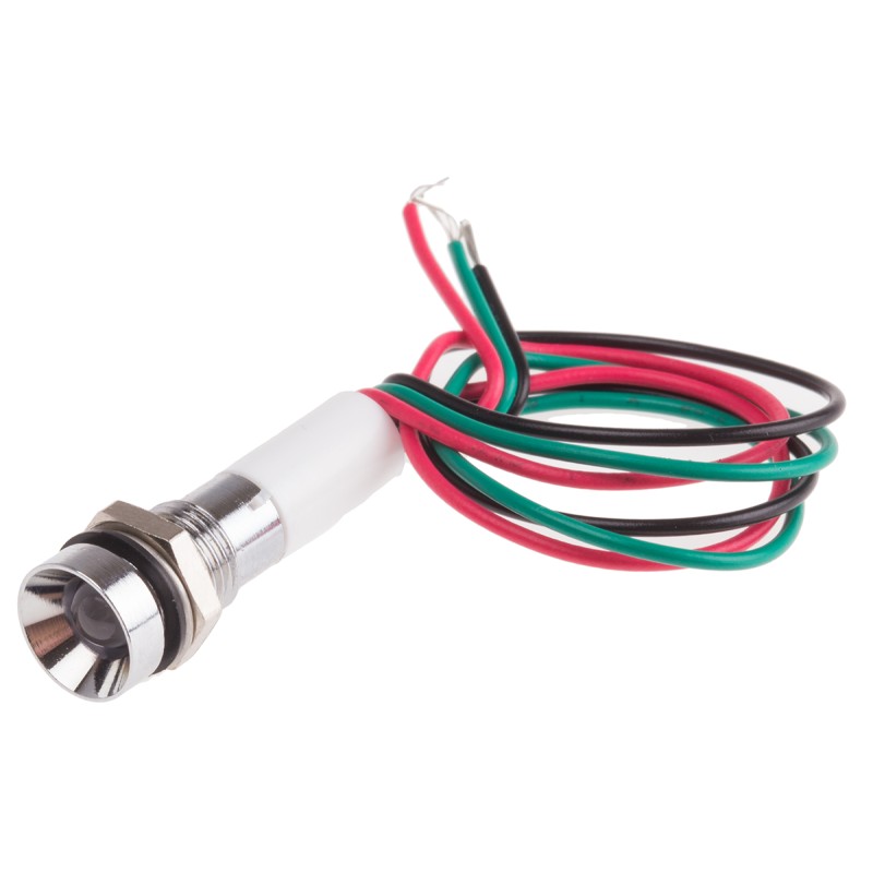 1 pcs - RS PRO Panel Mount Indicator, 12V dc, 8mm Mounting Hole Size, Lead Wires Termination, IP67