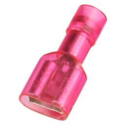 100 pcs - RS PRO Red Insulated Female Spade Connector, Receptacle, 0.8 x 6.35mm Tab Size, 0.5mm² to 1.5mm²