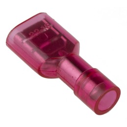 100 pcs - RS PRO Red Insulated Female Spade Connector, Receptacle, 0.8 x 6.35mm Tab Size, 0.5mm² to 1.5mm²