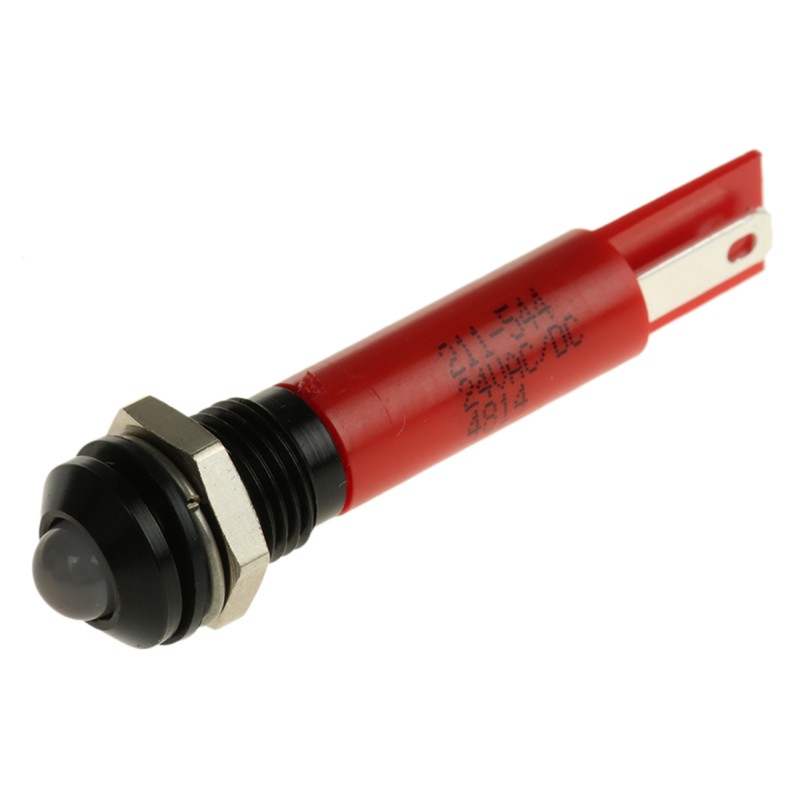 1 pcs - RS PRO Red Panel Mount Indicator, 8mm Mounting Hole Size, Solder Tab Termination, IP67