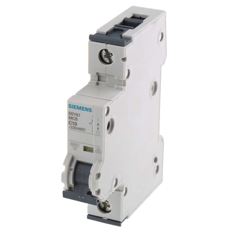1 pcs - Siemens Sentron 5SY6 MCB, 1P, 10A Curve C, 230V AC, 72V DC, 6 kA Breaking Capacity