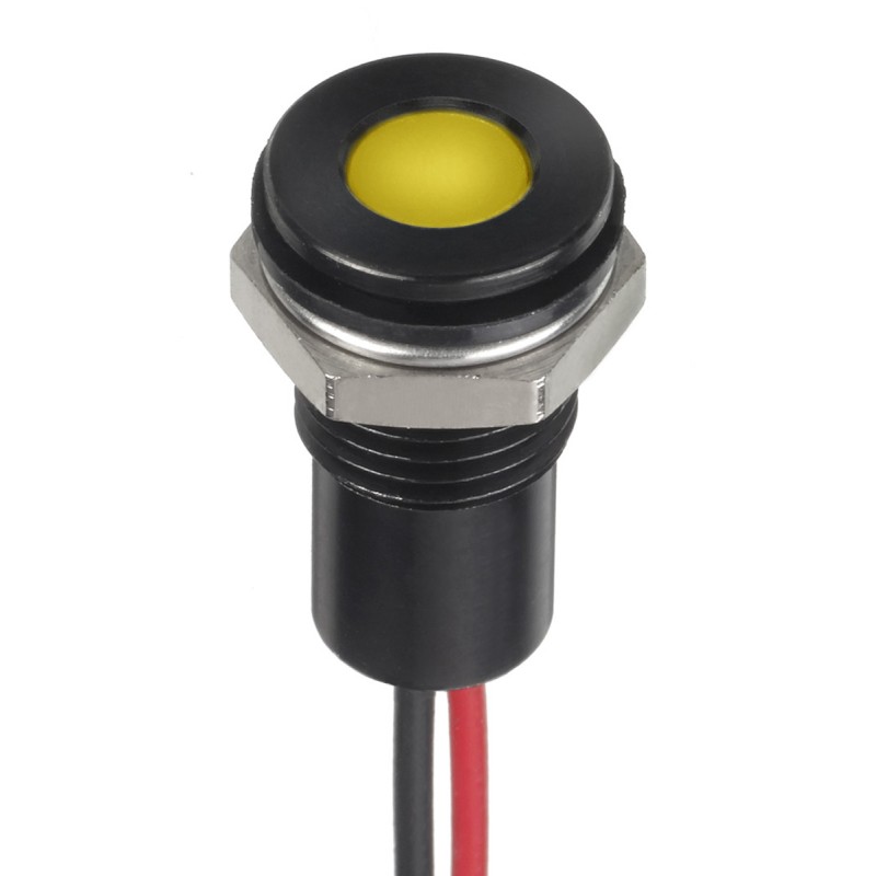 1 pcs - RS PRO Yellow Panel Mount Indicator, 24V dc, 8mm Mounting Hole Size, Lead Wires Termination, IP67