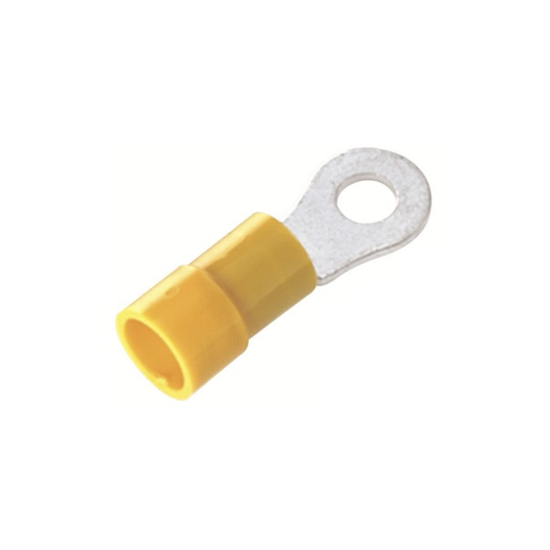100 pcs - RS PRO Insulated Ring Terminal, 5.3mm Stud Size, 4mm² to 6mm² Wire Size, Yellow