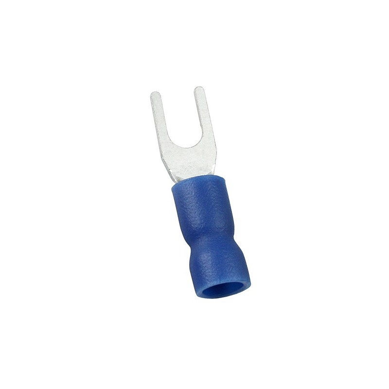 100 pcs - RS PRO Insulated Crimp Spade Connector, 1.5mm² to 2.5mm², 16AWG to 14AWG, 4.3mm Stud Size Vinyl, Blue