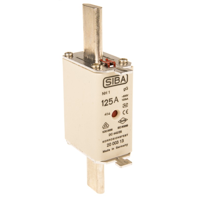 1 pcs - SIBA 125A Centred Tag Fuse, NH1, 500V ac