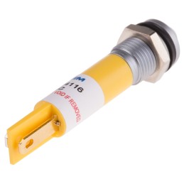 1 pcs - RS PRO Yellow Panel Mount Indicator, 8mm Mounting Hole Size, Solder Tab Termination, IP67