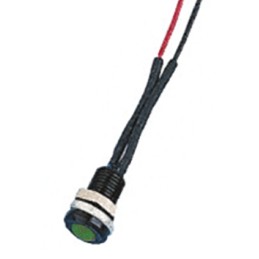 1 pcs - Oxley Green Panel Mount Indicator, 24V ac, 6.4mm Mounting Hole Size, Lead Wires Termination, IP66
