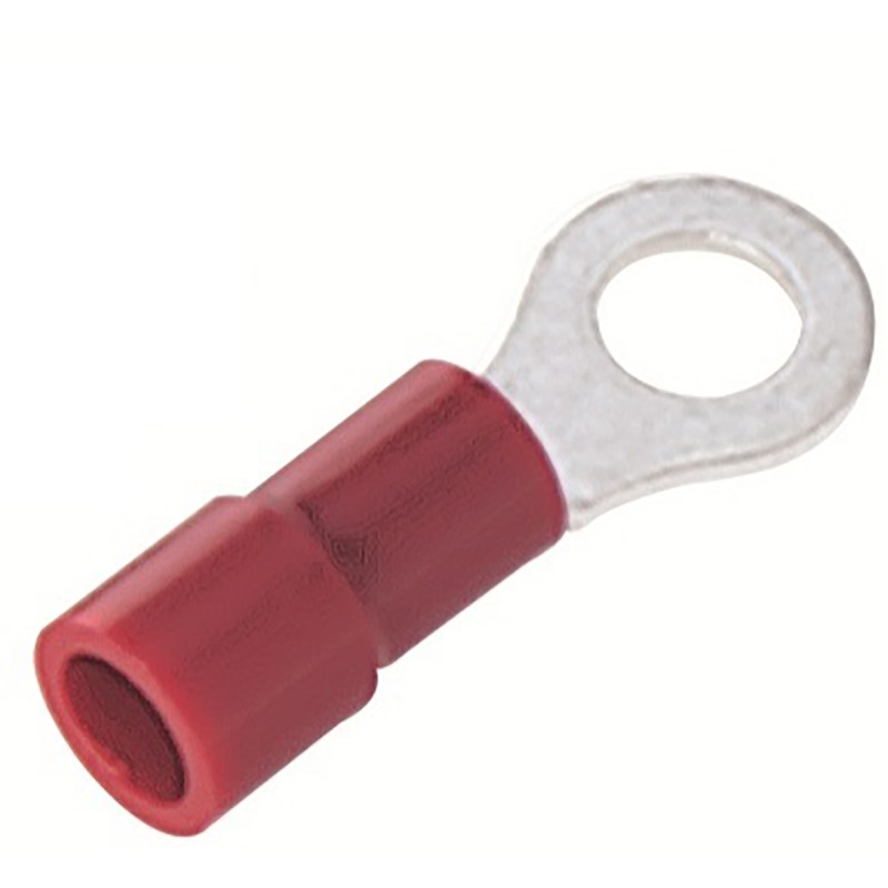 100 pcs - RS PRO Insulated Ring Terminal, 5.3mm Stud Size, 0.5mm² to 1.5mm² Wire Size, Red