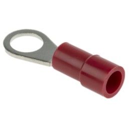 100 pcs - RS PRO Insulated Ring Terminal, 5.3mm Stud Size, 0.5mm² to 1.5mm² Wire Size, Red