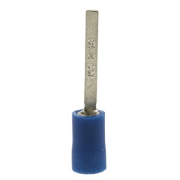 100 pcs - RS PRO Insulated Crimp Blade Terminal 18mm Blade Length, 1.5mm² to 2.5mm², 16AWG to 14AWG, Blue