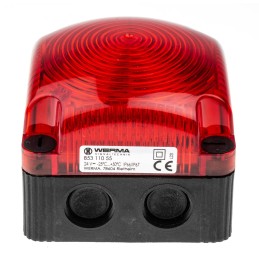 1 pcs - Werma BWM 853 Series Red Flashing Beacon, 24 V dc, Surface Mount, Wall Mount, LED Bulb, IP66, IP67