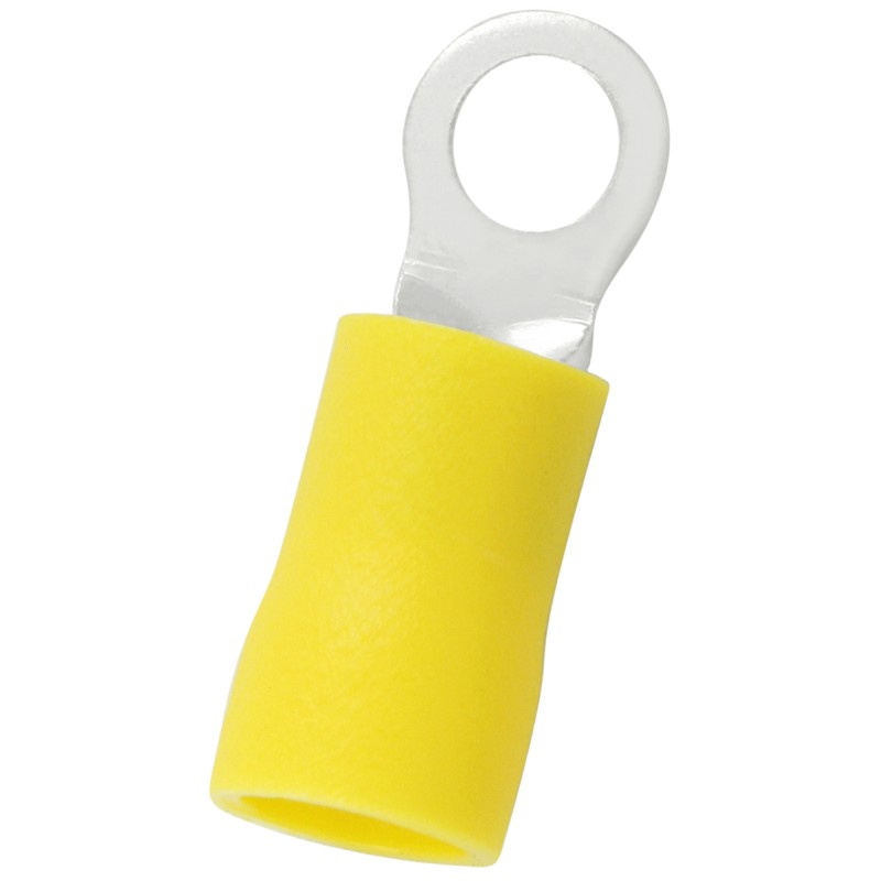100 pcs - RS PRO Insulated Ring Terminal, 4.3mm Stud Size, 4mm² to 6mm² Wire Size, Yellow