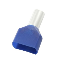 100 pcs - RS PRO Insulated Crimp Bootlace Ferrule, 8mm Pin Length, 2.1mm Pin Diameter, 2 x 0.75mm² Wire Size, Blue