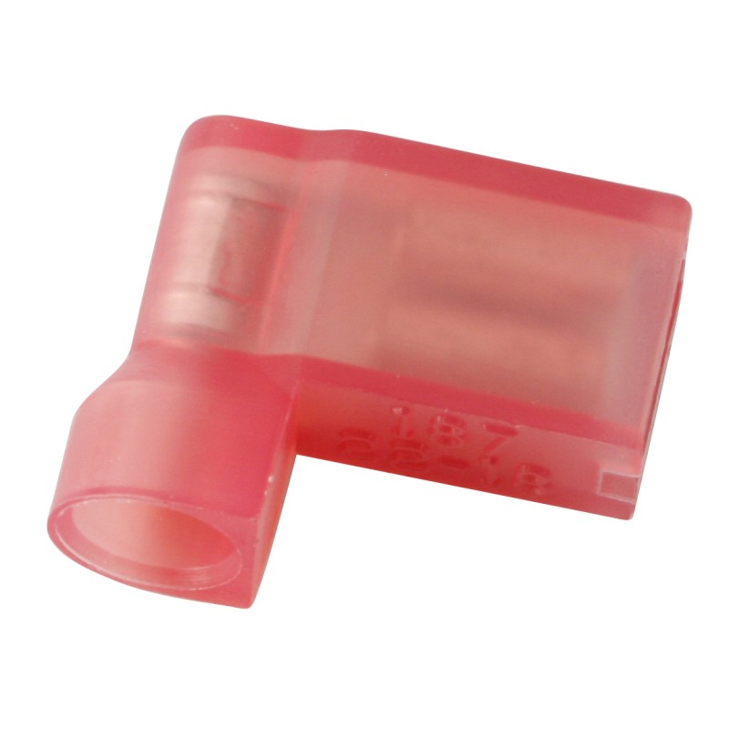 100 pcs - RS PRO Red Insulated Female Spade Connector, Flag Terminal, 0.8 x 4.75mm Tab Size, 0.5mm² to 0.75mm²