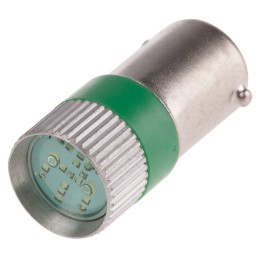 1 pcs - RS PRO Green LED Indicator Lamp, 12V ac/dc, BA9s Base, 10mm Diameter, 170/160mcd
