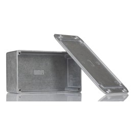 1 pcs - Hammond 1590 Series Natural Die Cast Aluminium Enclosure, IP65, Flanged, Natural Lid, 153 x 83.1 x 50.4mm