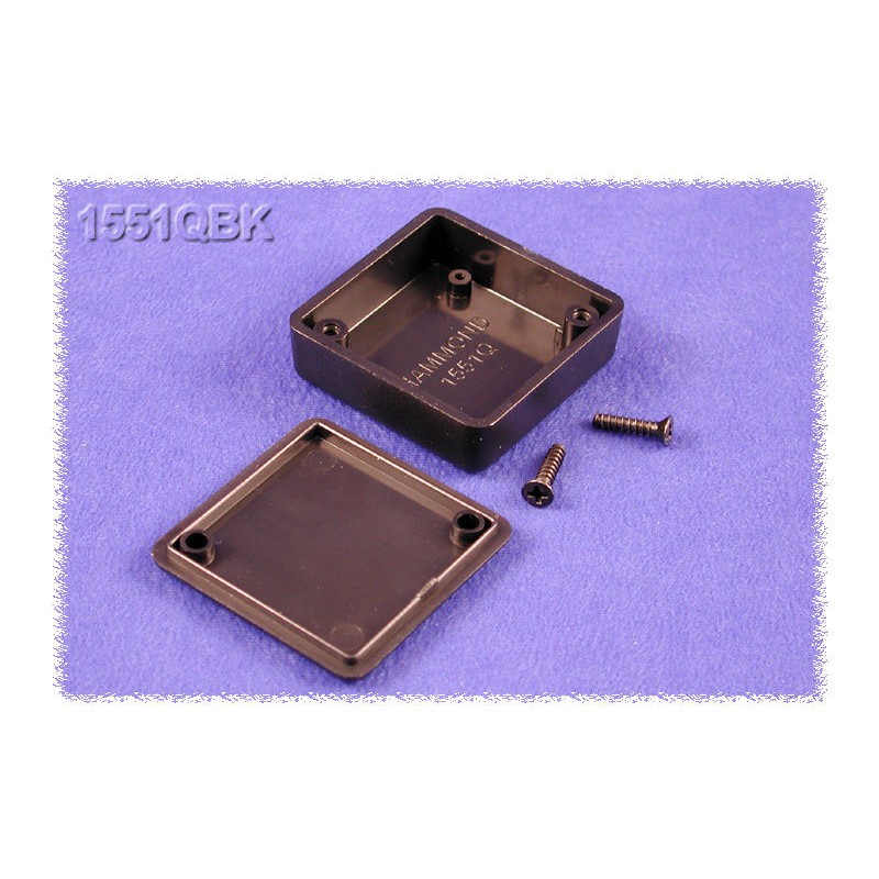 1 pcs - Hammond 1551 Series Black ABS Enclosure, IP54, Flanged, Black Lid, 40 x 40 x 15mm