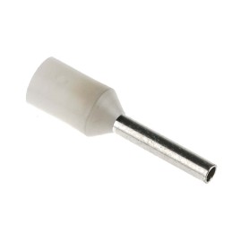 100 pcs - JST, GTR Insulated Crimp Bootlace Ferrule, 8mm Pin Length, 1.2mm Pin Diameter, 0.75mm² Wire Size, White