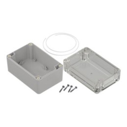 1 pcs - RS PRO Light Grey ABS, Polycarbonate Enclosure, IP65, Transparent Lid, 120 x 80 x 75.2mm