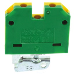 5 pcs - Weidmuller 2-Way EK 2.5 Earth Terminal Block, 2.5mm², 26 - 12 AWG Wire, Screw Down, Nylon Housing, ATEX