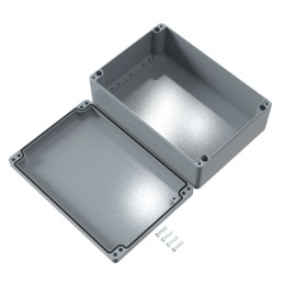 1 pcs - Rose Aluminium Standard Series Grey Die Cast Aluminium Enclosure, IP66, IK09, Grey Lid, 330 x 230 x 111mm