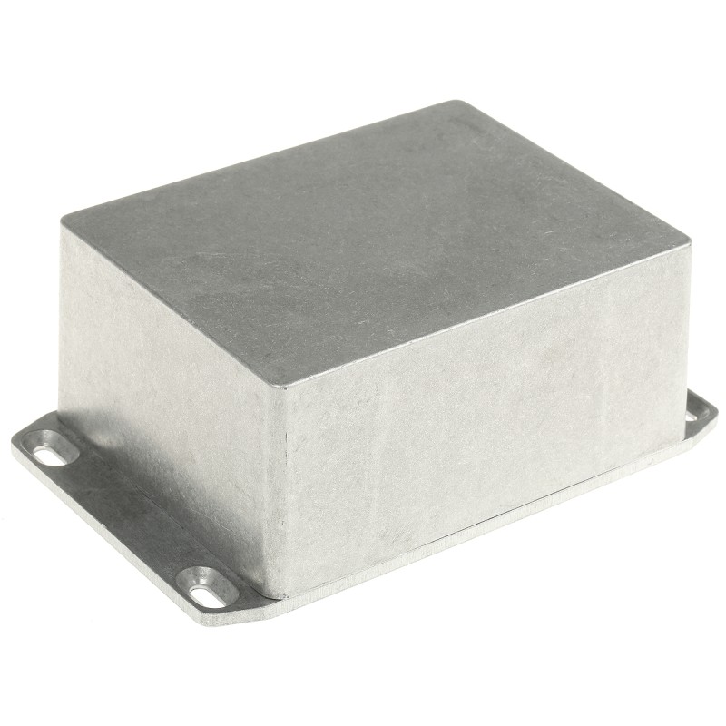 1 pcs - Hammond 1590 Series Natural Die Cast Aluminium Enclosure, IP54, Flanged, Natural Lid, 120 x 94 x 52.5mm