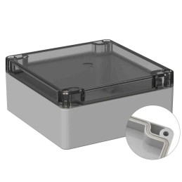 1 pcs - RS PRO Grey Polycarbonate General Purpose Enclosure, IP66, IK07, Clear Lid, 120 x 122 x 55mm