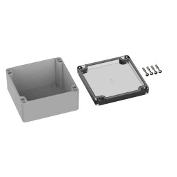 1 pcs - RS PRO Grey Polycarbonate General Purpose Enclosure, IP66, IK07, Clear Lid, 120 x 122 x 55mm