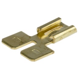 100 pcs - RS PRO Uninsulated Male Spade Connector, Adapter, 6.35 x 0.8mm Tab Size