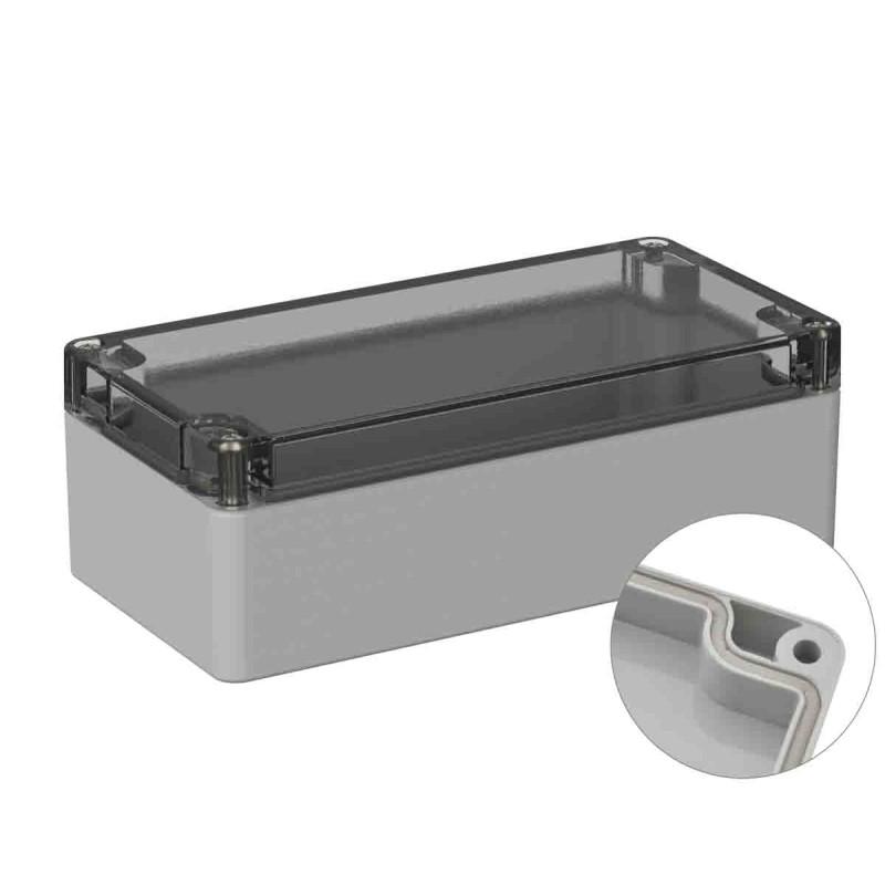 1 pcs - RS PRO Grey Polycarbonate General Purpose Enclosure, IP66, IK07, Clear Lid, 80 x 160 x55mm