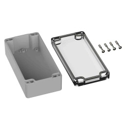 1 pcs - RS PRO Grey Polycarbonate General Purpose Enclosure, IP66, IK07, Clear Lid, 80 x 160 x55mm