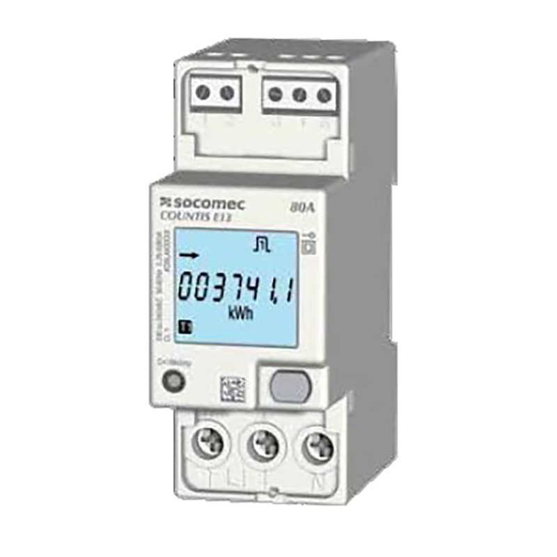 1 pcs - Socomec 1 Phase Backlit LCD Energy Meter, Type Electrical
