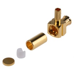 100 pcs - Amphenol RF, Plug Cable Mount MCX Connector, 50Ω, Crimp Termination, Right Angle Body