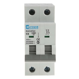 1 pcs - Europa EUC2P EUC MCB, 2P, 2A Curve C, 230V AC, 10 kA Breaking Capacity