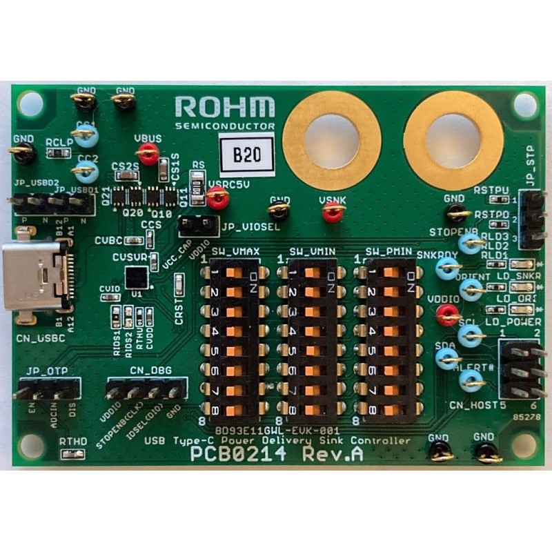 1 pcs - ROHM Stand Alone PD Controller For Sink BD93E11GWL EVK Evaluation Kit for BD93E11GWL for Type-C Cable For Evaluation