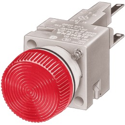 1 pcs - Siemens, Panel Mount Red Pilot Light, 16mm Cutout, IP65, IP67, Round, 250V