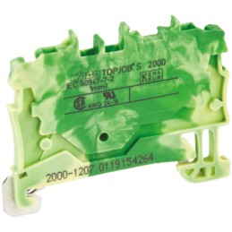 5 pcs - Wago TOPJOB S, 2000 Series Green/Yellow Earth Terminal Block, 1mm², Single-Level, Push-In Cage Clamp Termination, ATEX,