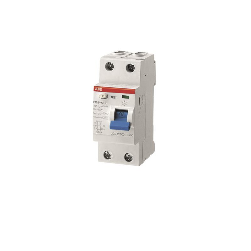 1 pcs - ABB F200 RCCB, 63A, 2 Pole, 30mA, Type A, 110V ac