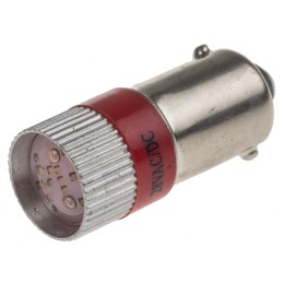 1 pcs - RS PRO Red LED Indicator Lamp, 28V dc, BA9s Base, 10mm Diameter, 110/105mcd
