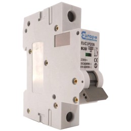 1 pcs - Europa EUC1P EUB MCB, 1P, 63A Curve B, 230V AC, 10 kA Breaking Capacity