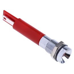 1 pcs - RS PRO Red Panel Mount Indicator, 8mm Mounting Hole Size, Solder Tab Termination, IP67